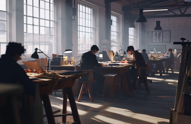 bradburymagnabicus_people_working_at_desks_with_glasses_in_the__855e1c61-c25d-454e-9bdd-cf6b73e2c349